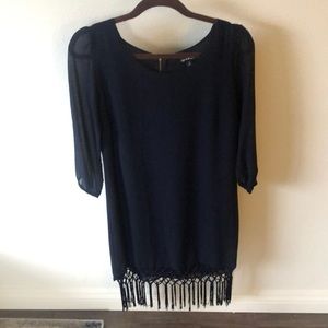 Sequin🖤Hearts Mini Fringe Dress Midnight Blue